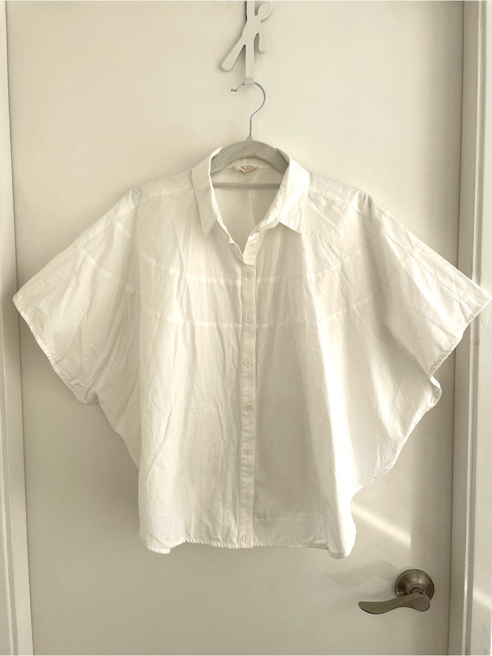 White Poplin Cotton Button-Front Shirt